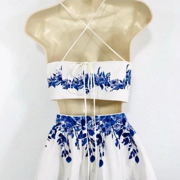 NEW Antonio Melani Cut Out Top Midi Dress Sz S Blue Porcelain Fairy Whimsy - Picture 11 of 16